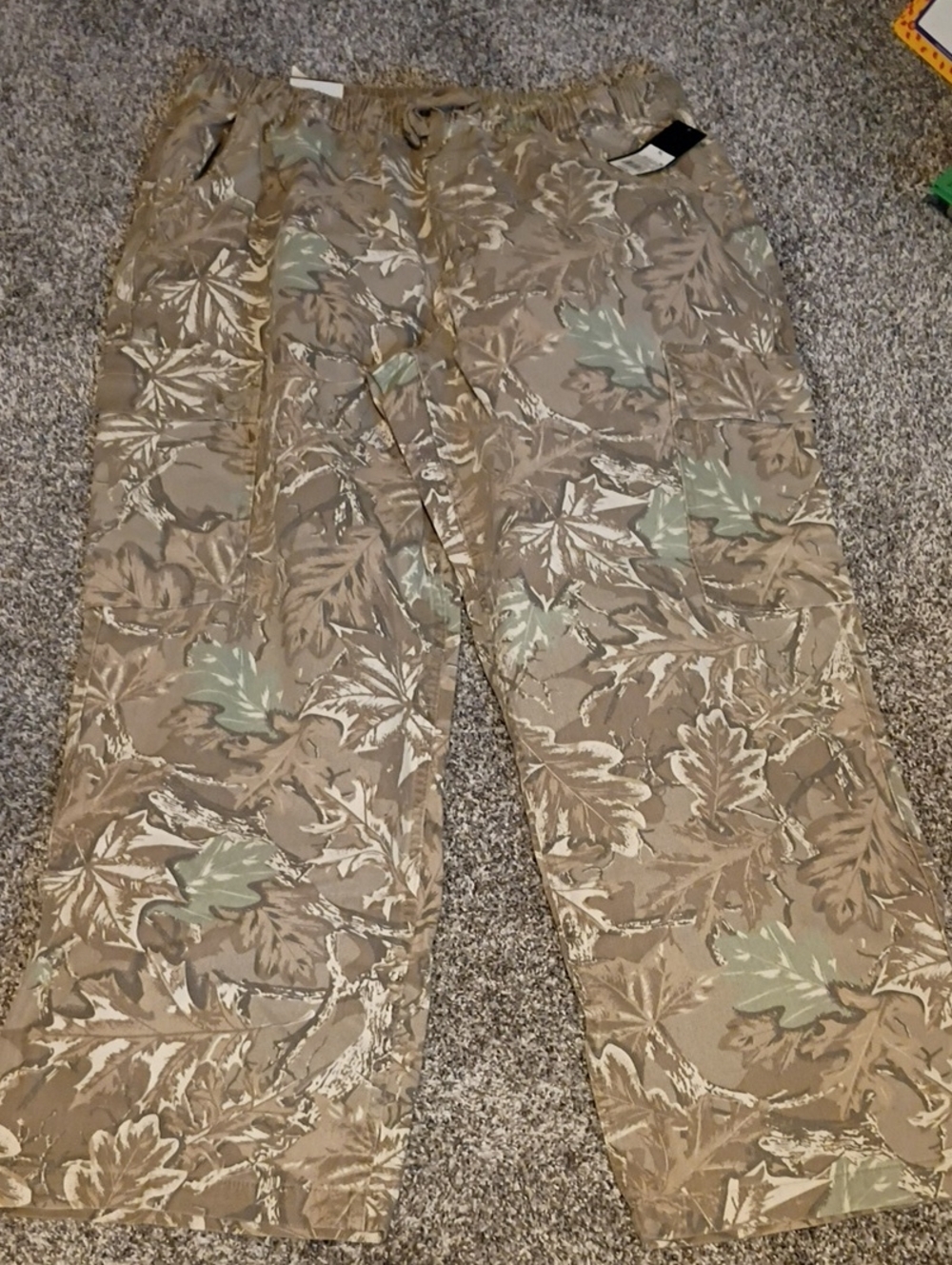 Original Use Men's Leaf Camo Cargo Pants in Beige and Green